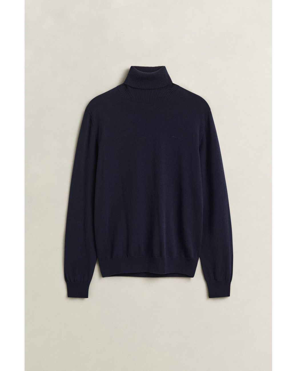 Gant Blue Cotton Wool Turtleneck Sweater Evening for men