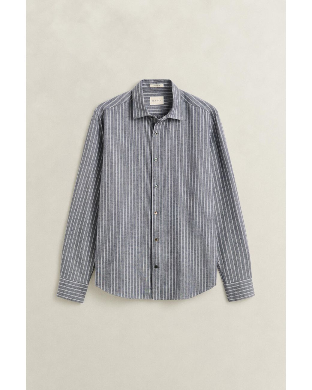 Gant Gray Striped Flannel Mélange Shirt Dark Melange for men