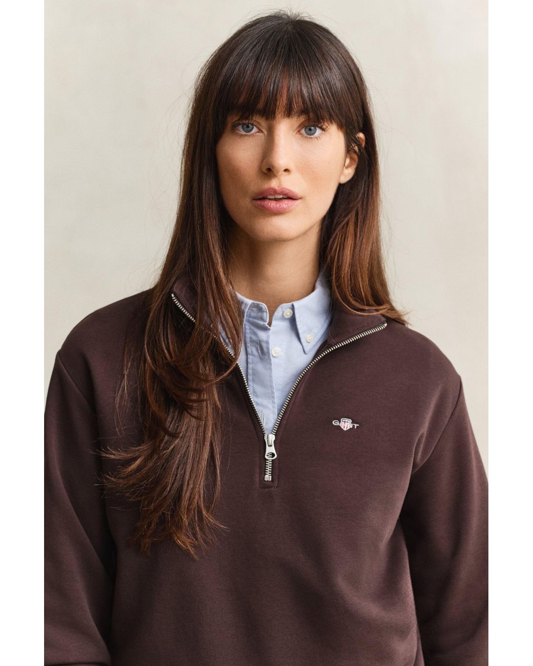 Gant Blue Shield Half Zip Sweatshirt Deep