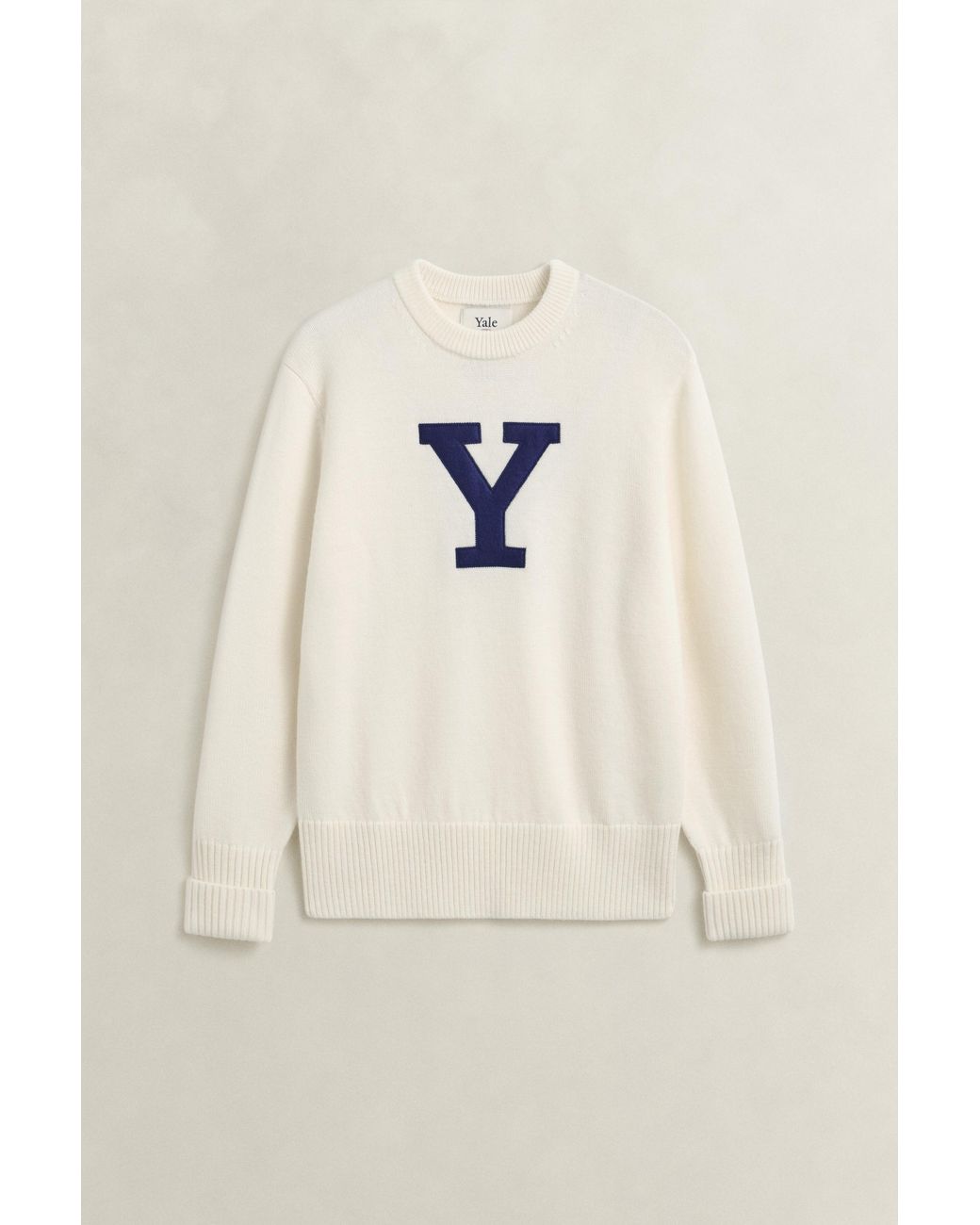 Gant Blue X Yale Merino Wool Sweater Cream for men