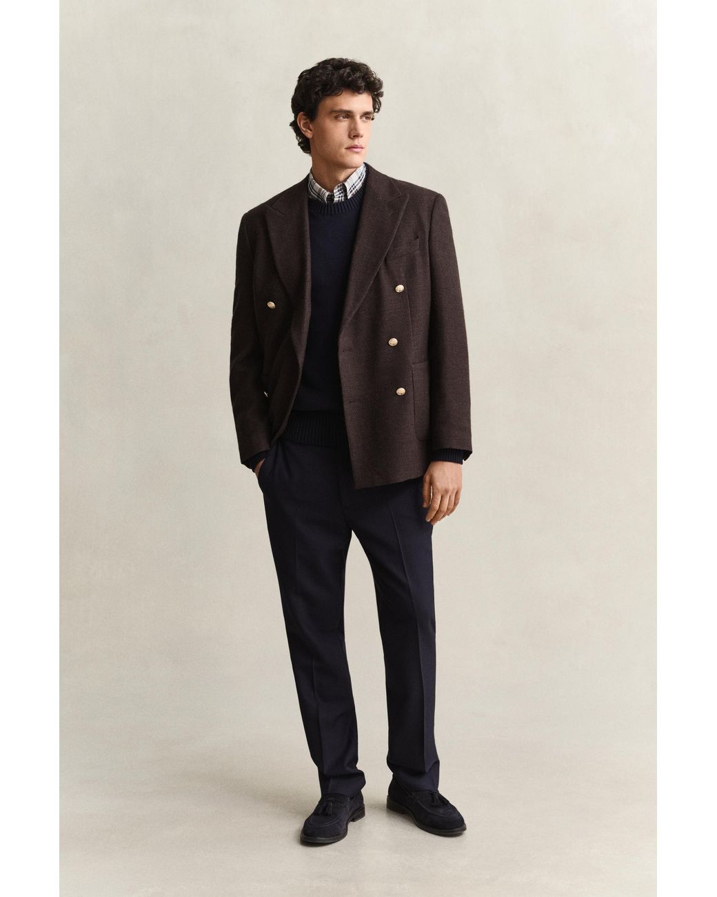Gant Blue Supima Cotton Sweater Evening for men