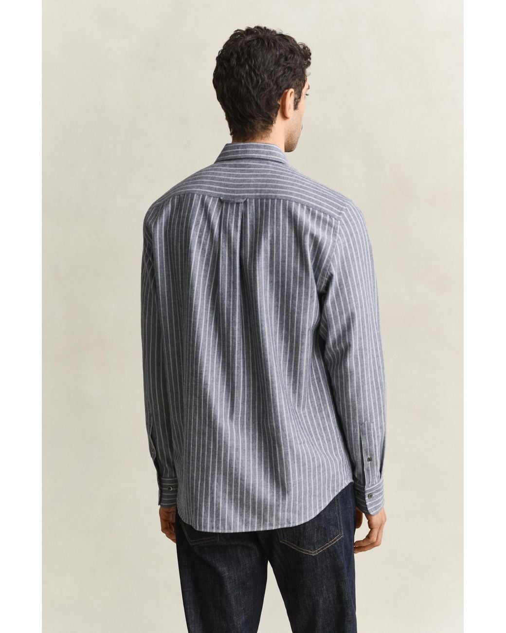 Gant Gray Striped Flannel Mélange Shirt Dark Melange for men