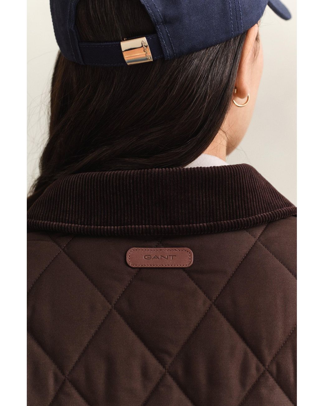 Gant Brown Fitted Quilted Coat Deep