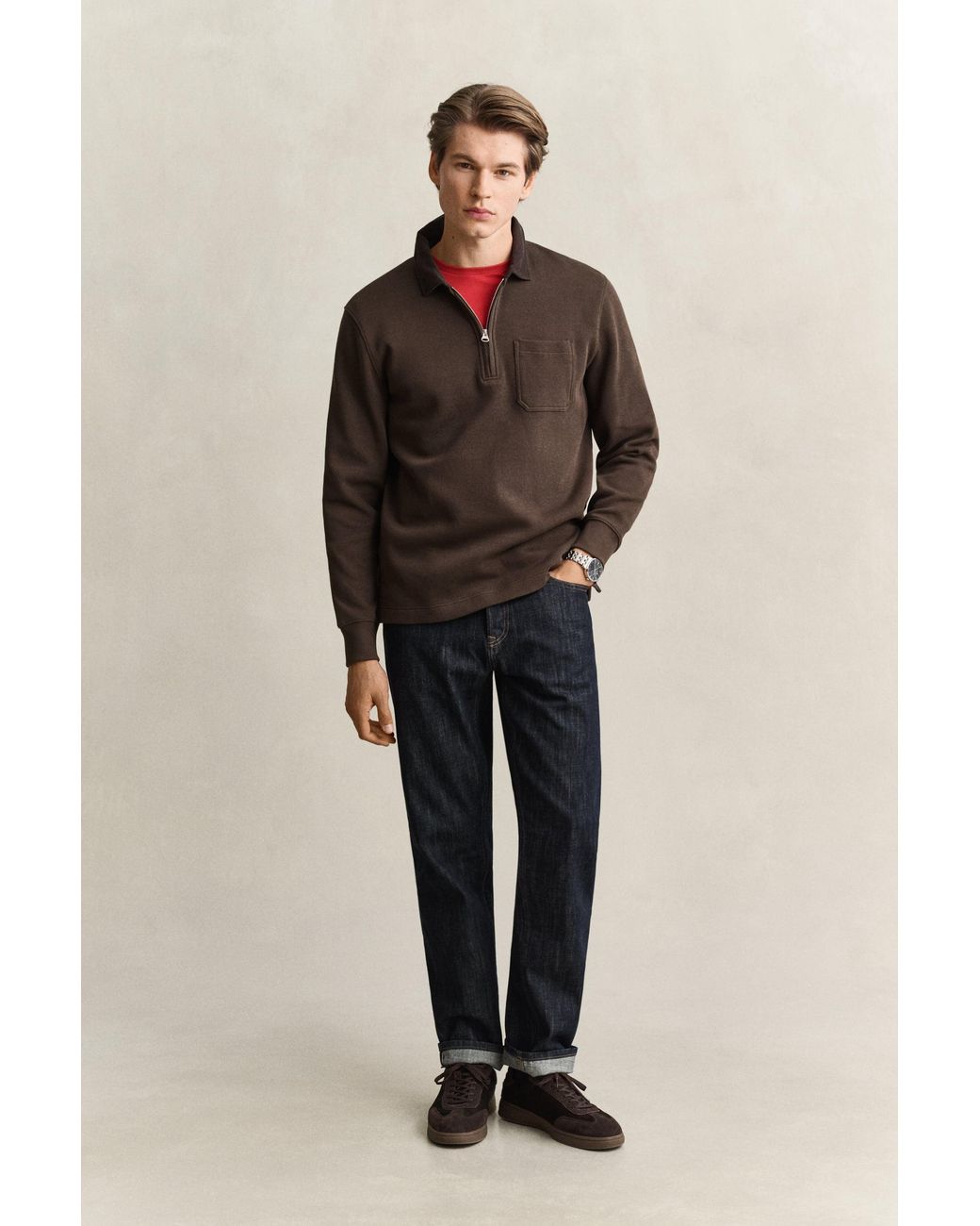 Gant Brown Half Zip Rugger for men