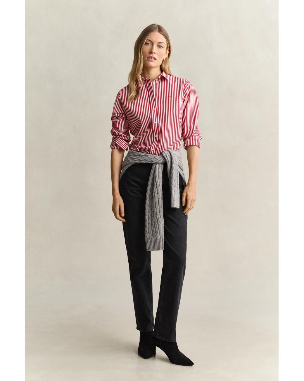Gant Pink Classic Regular Striped Poplin Shirt Ruby