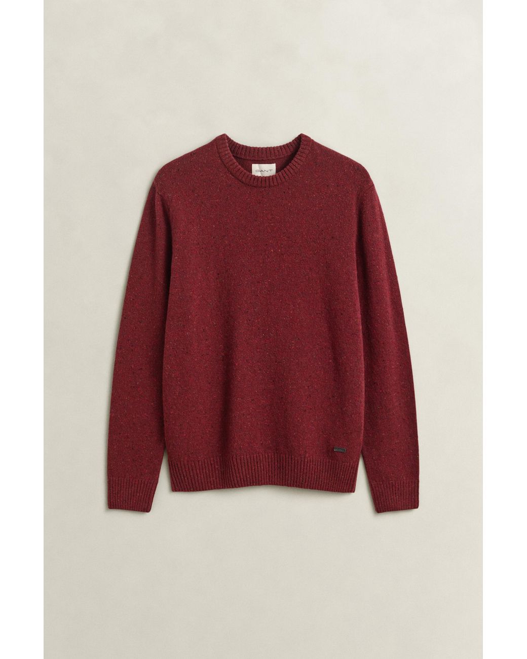 Gant Red Wool Blend Nepps Crew Neck Sweater Plumped for men