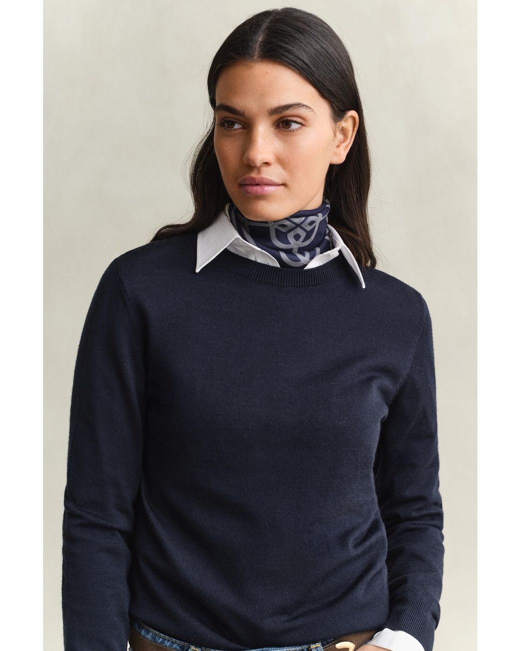 Gant Blue Extra Fine Merino Wool Crew Neck Sweater