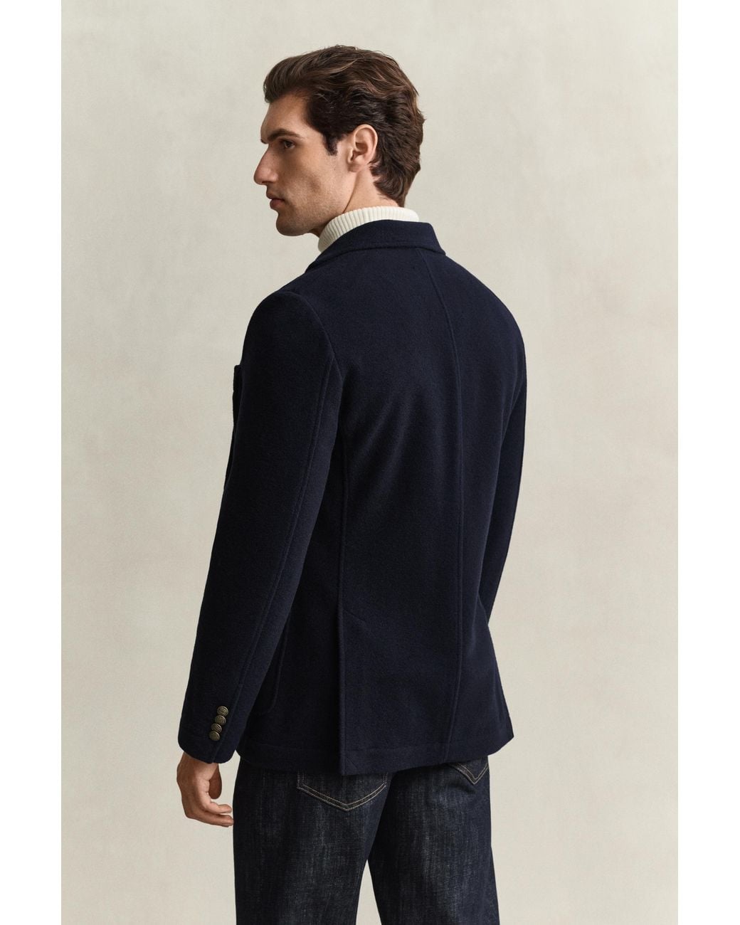 Gant Blue Felted Wool Club Blazer Evening for men