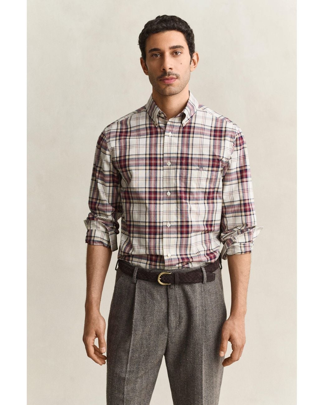 Gant Natural Checked Poplin Shirt for men