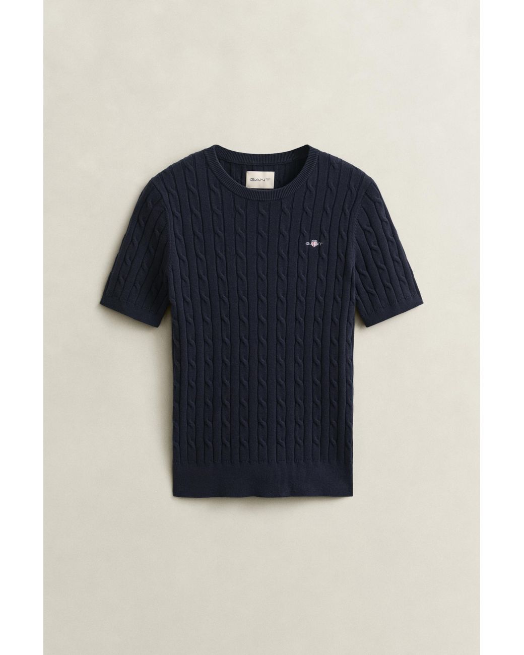 Gant Blue Stretch Cotton Cable Knit Sweater