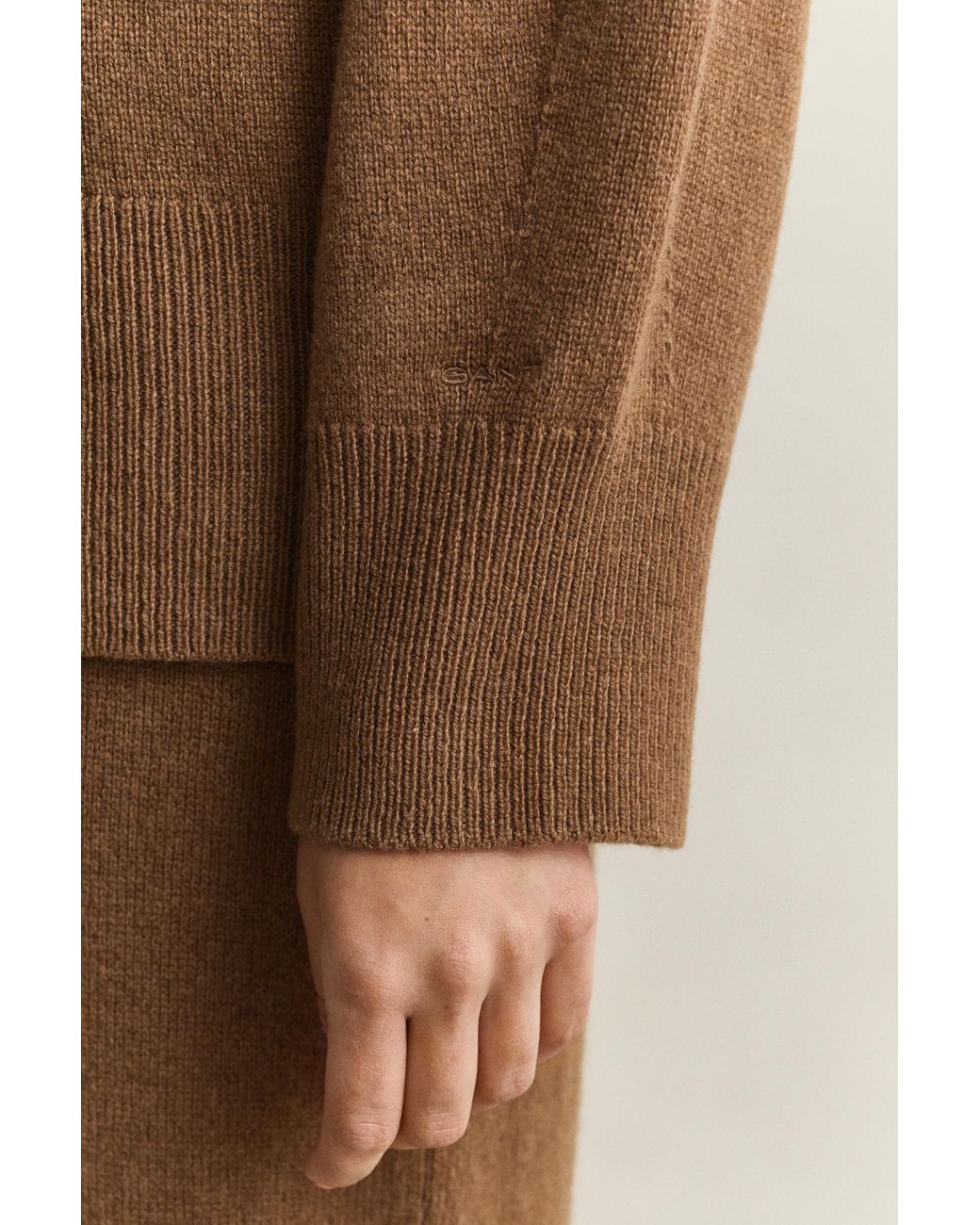 Gant Brown Wool Cashmere Hoodie Warm