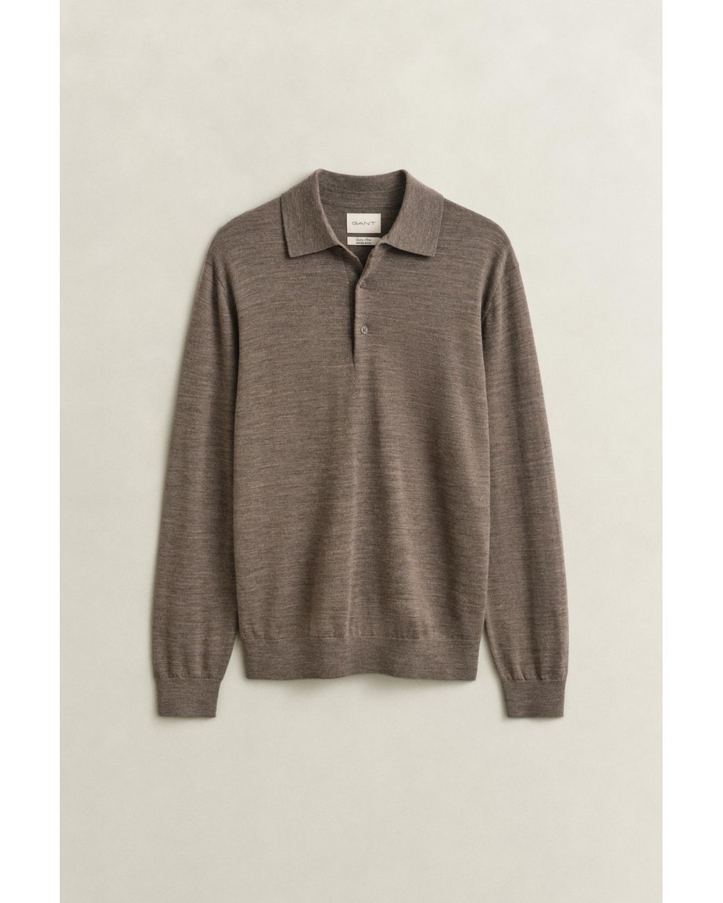 Gant Brown Extra Fine Merino Wool Polo Sweater for men