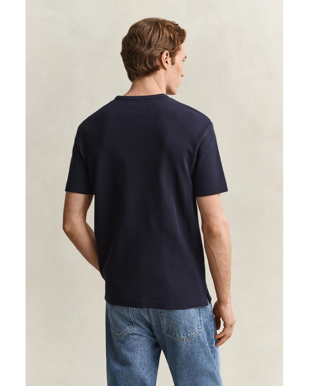 Gant Blue Textured T-Shirt Evening for men