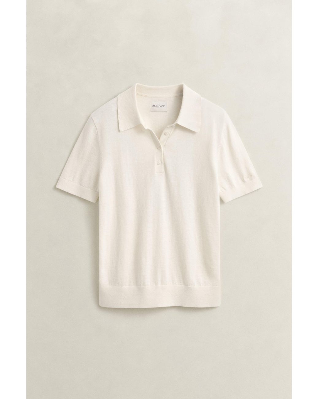 Gant Natural Light Knitted Polo Sweater Cream