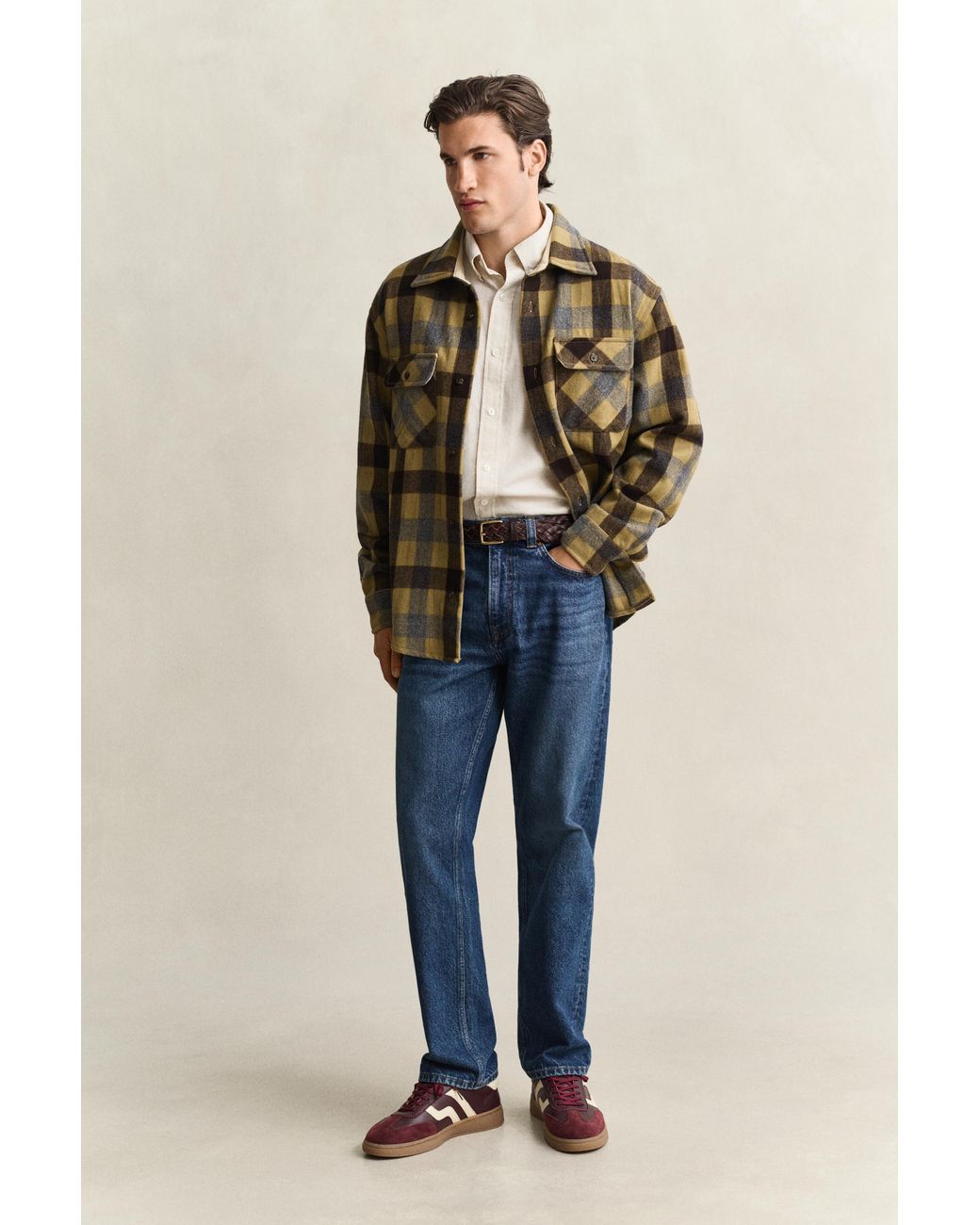 Gant Natural Checked Wool Shirt Warm for men
