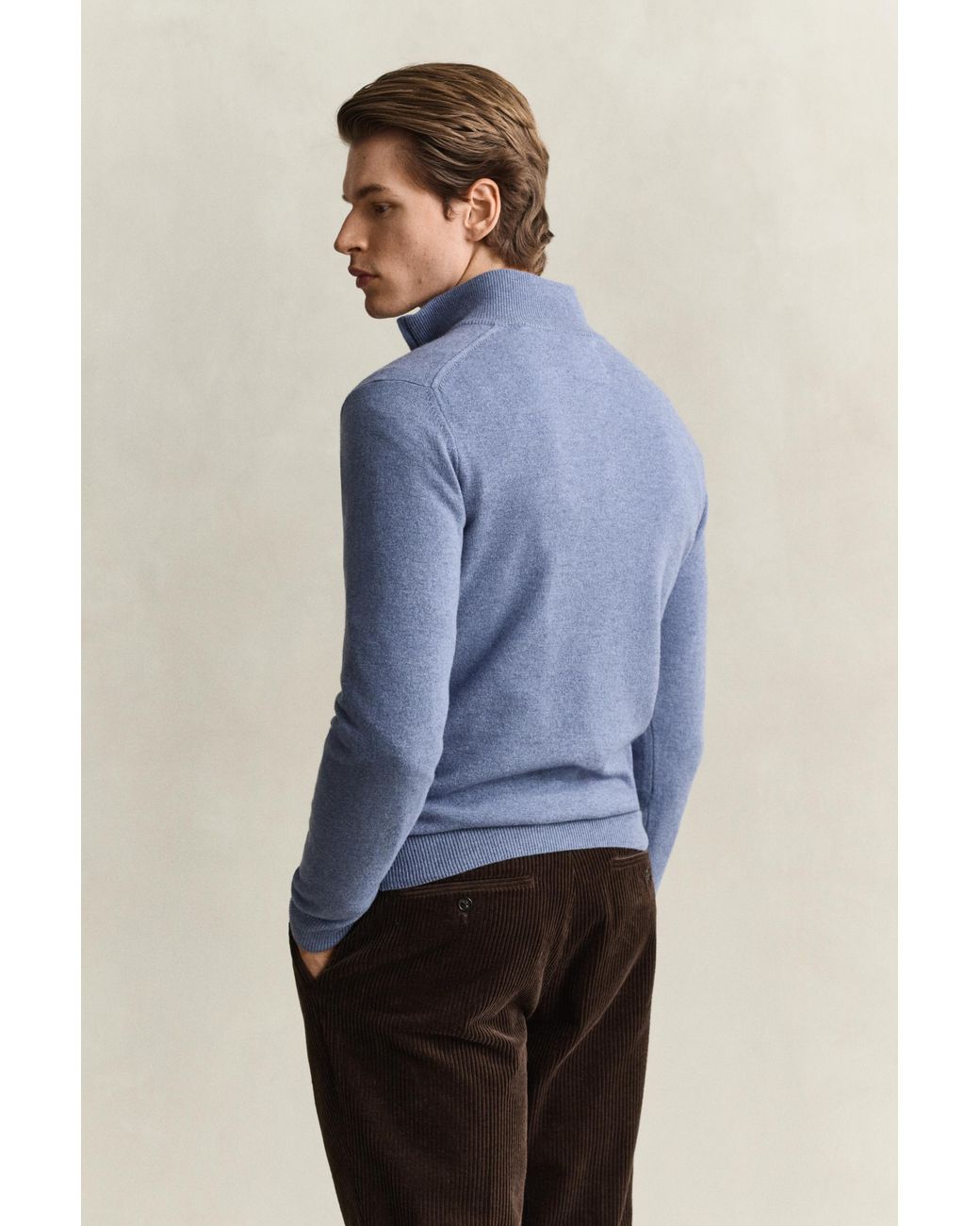 Gant Blue Lambswool Half-Zip Sweater for men