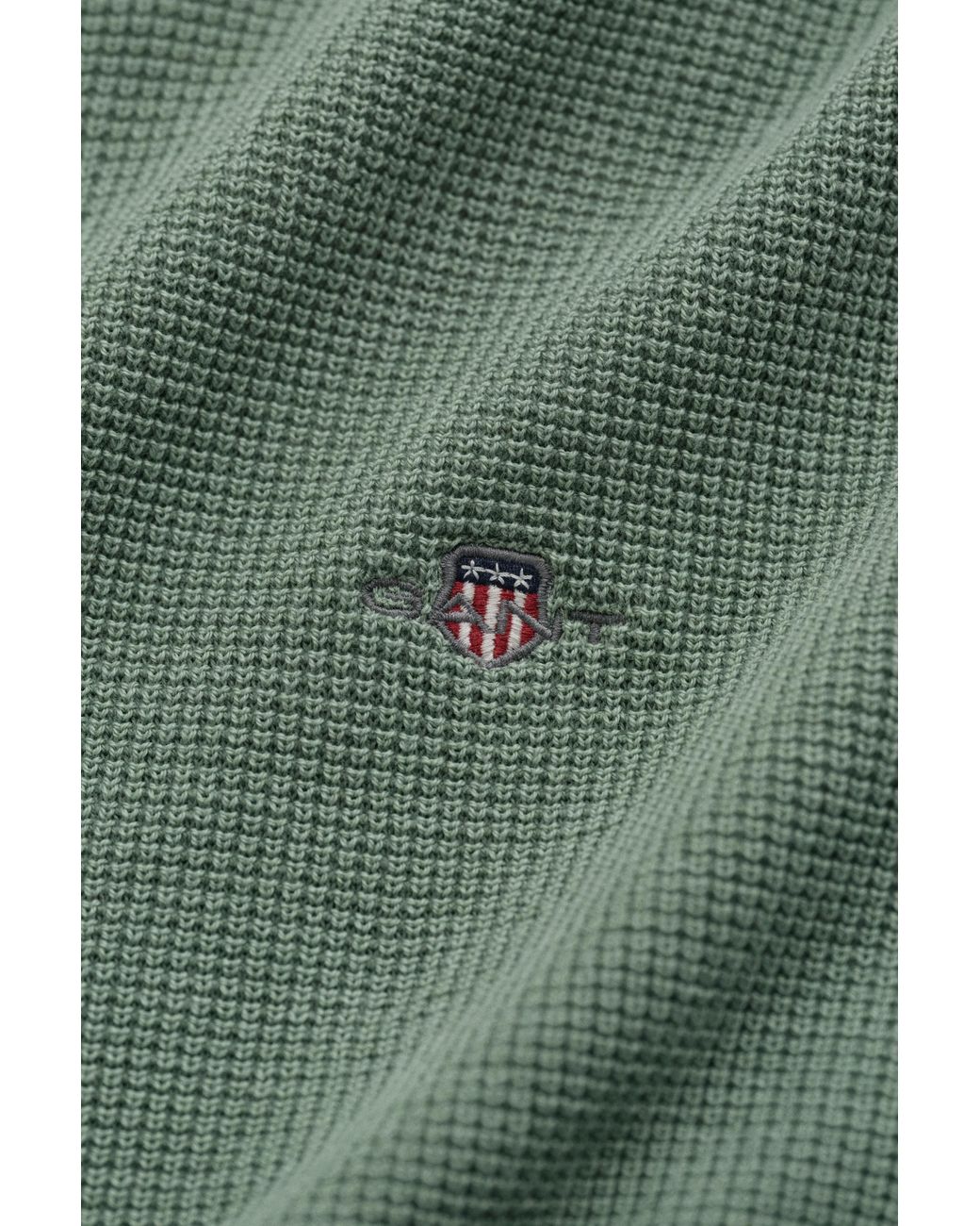 Gant Green Textured Cotton Crew Neck Sweater for men