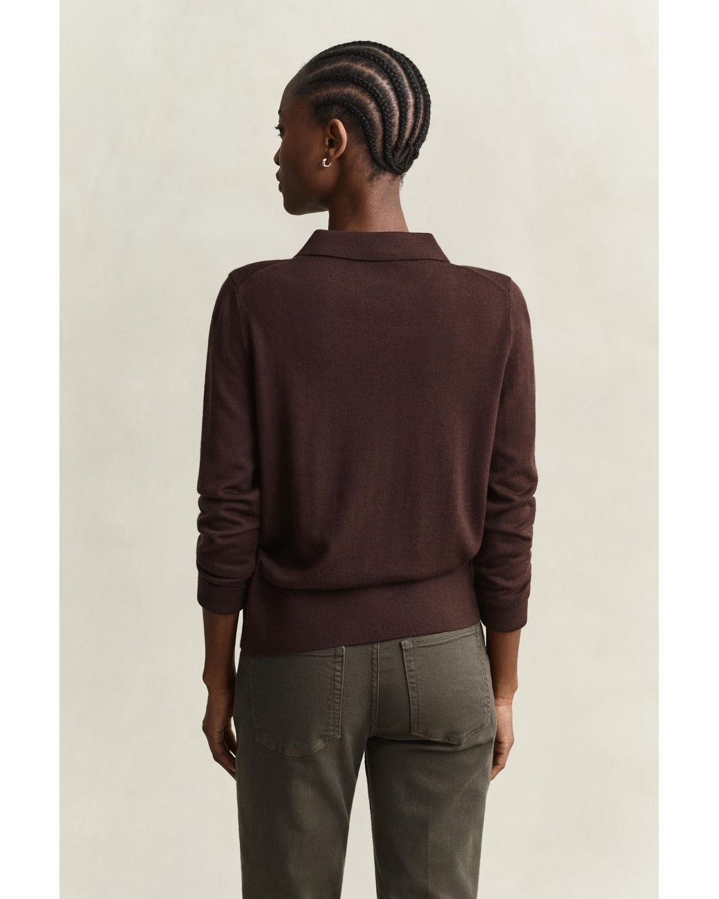 Gant Brown Extra Fine Merino Wool Cardigan Deep