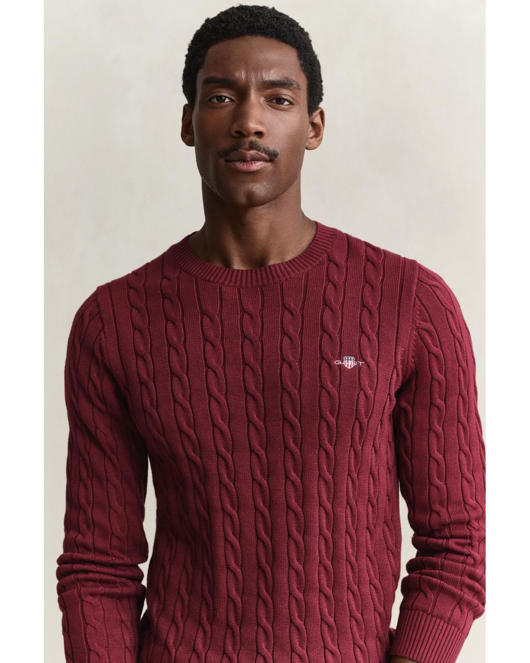 Gant Red Classic Cable Knit Sweater for men