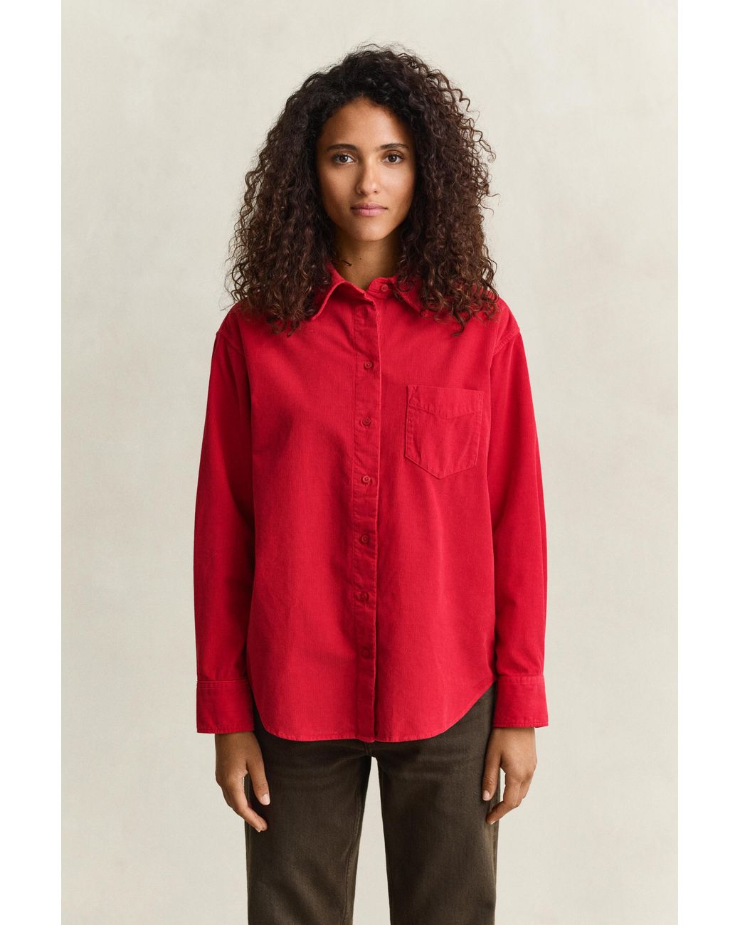 Gant Red Relaxed Corduroy Shirt Ruby