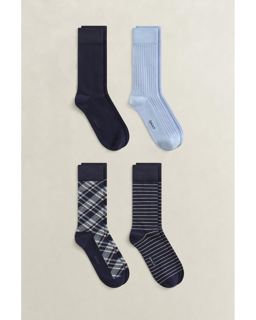 Gant Blue 4-Pack Checked Socks Gift Box Evening for men