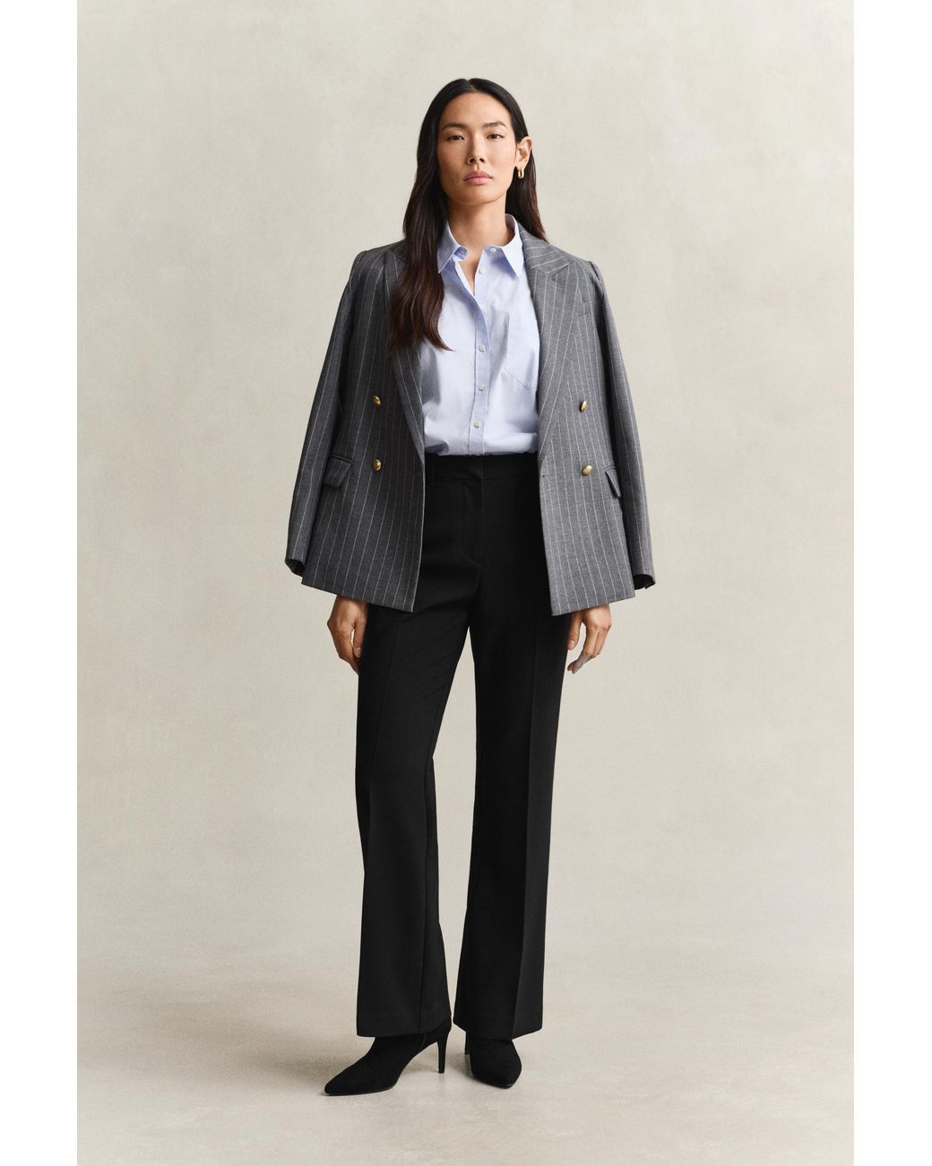 Gant Black Slim Flared Slacks