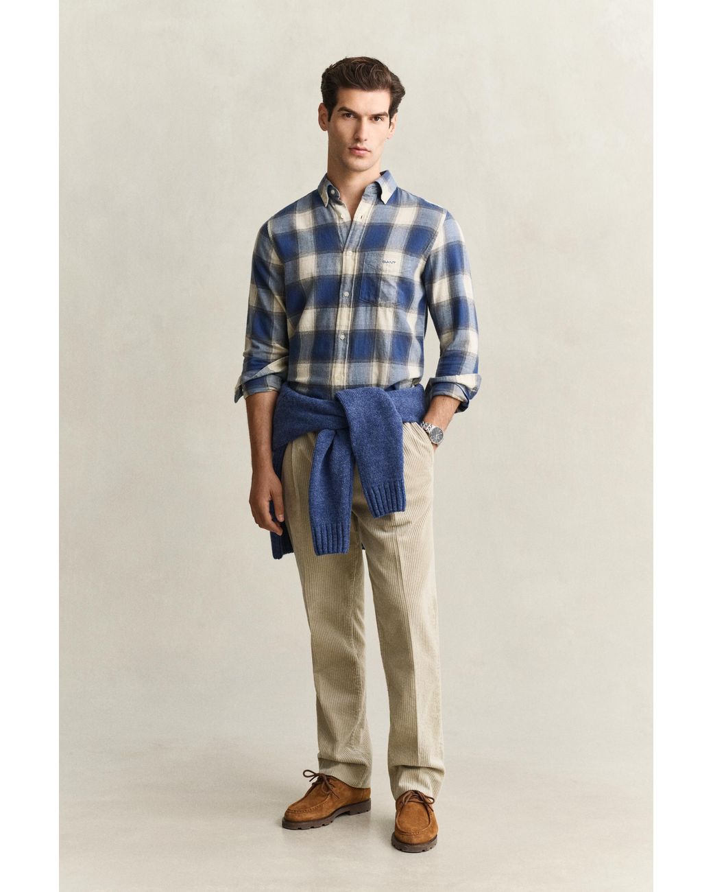 Gant Blue Checked Windblown Flannel Shirt for men