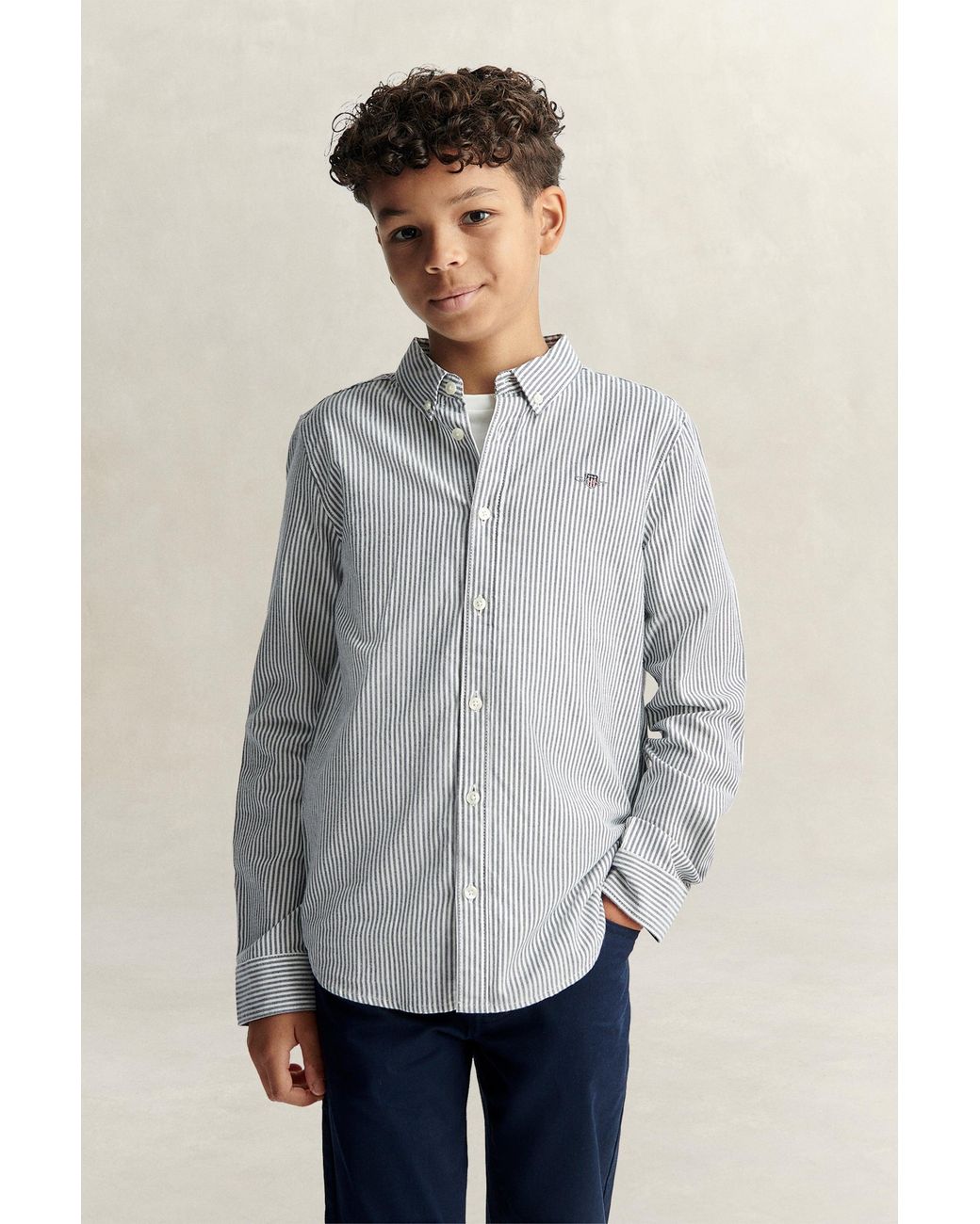 Gant Gray Teens Teen Boys Shield Striped Oxford Shirt Evening for men