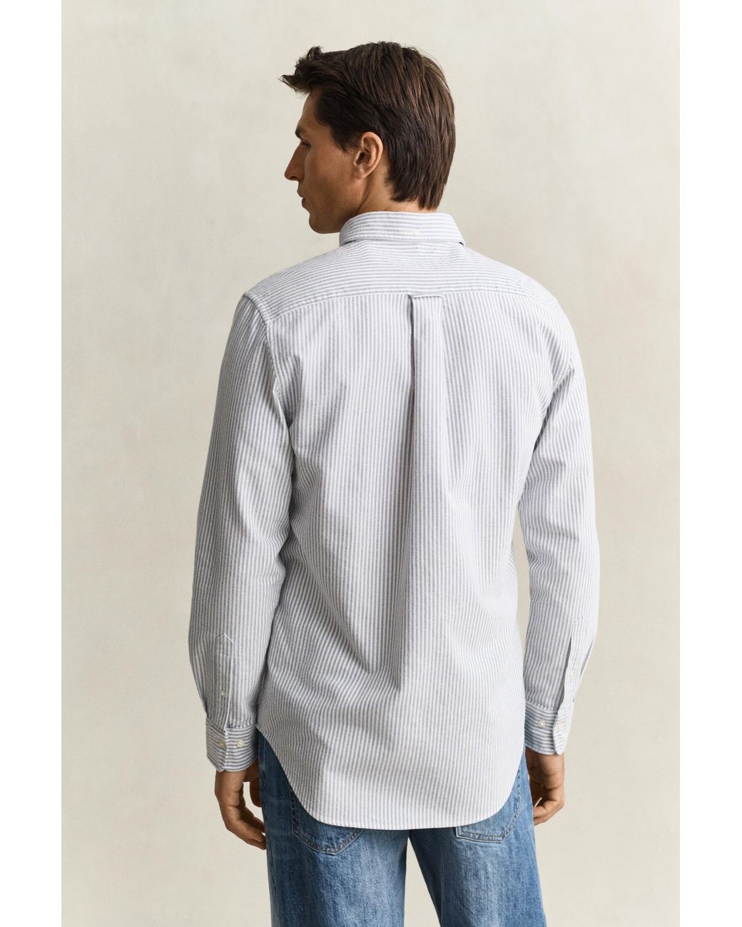 Gant Gray Striped Brushed Oxford Shirt for men