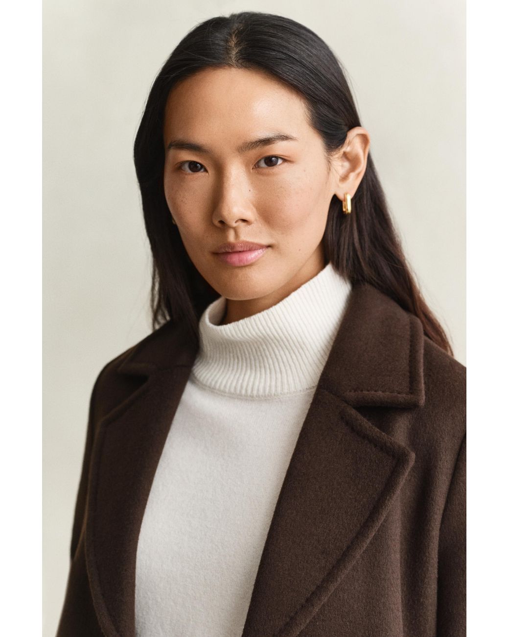 Gant Natural Belted Wool Blend Coat Deep