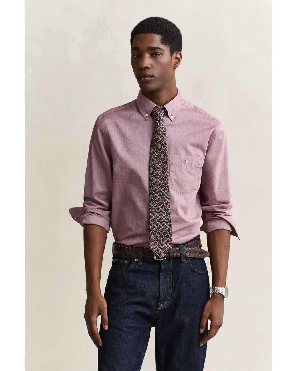Gant Pink Classic Regular Poplin Shirt for men