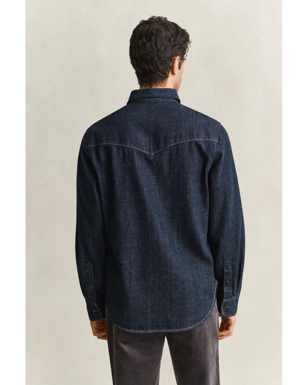 Gant Blue Denim Selvedge Shirt Dark for men