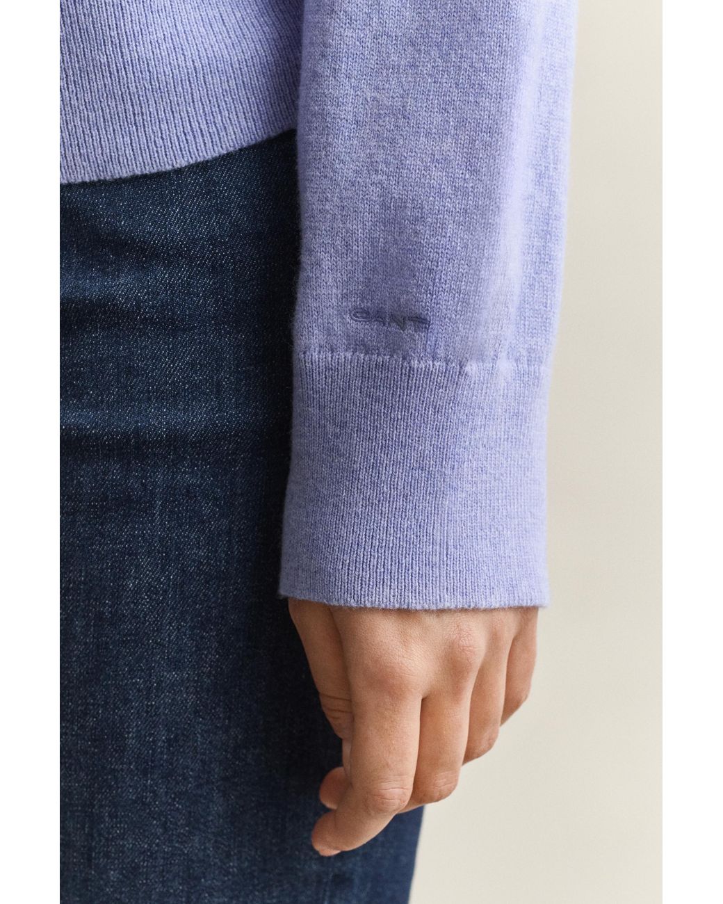 Gant Blue Superfine Lambswool Crew Neck Sweater