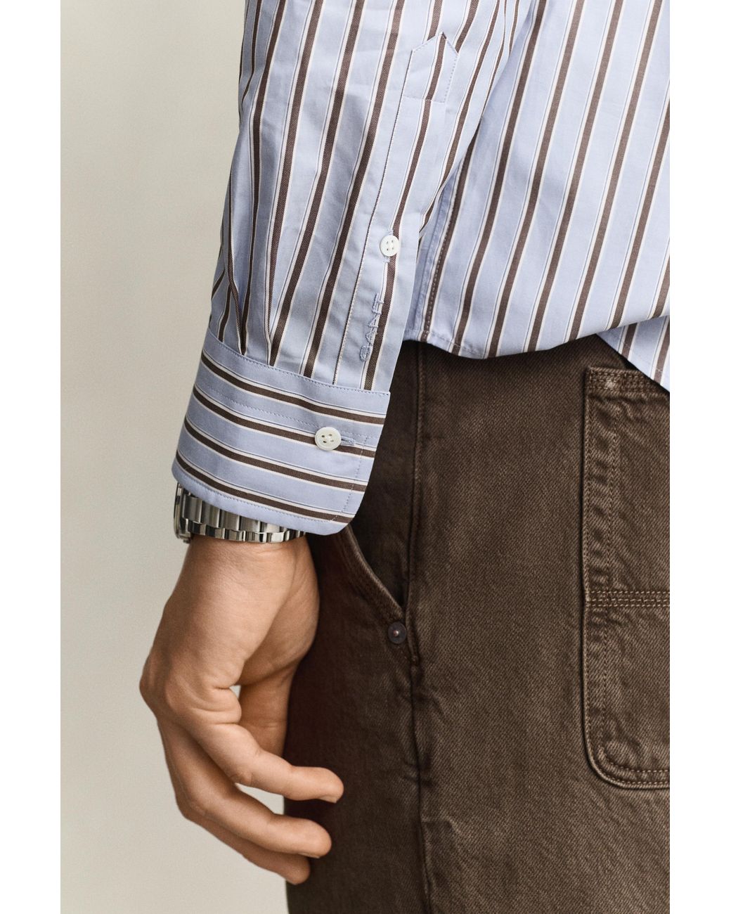 Gant Gray Dobby Striped Shirt Clear Sky for men