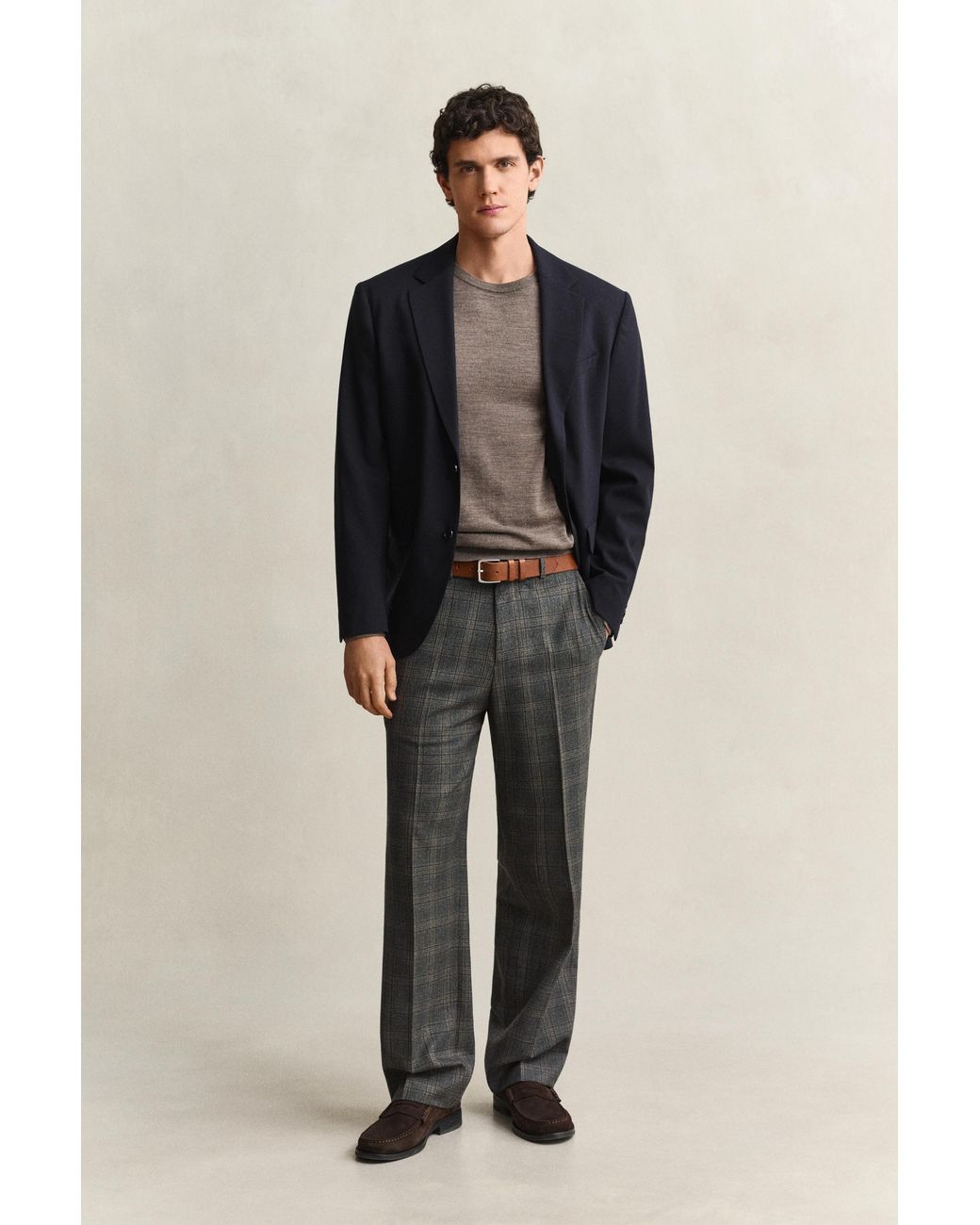 Gant Brown Merino Wool Crew Neck Sweater for men