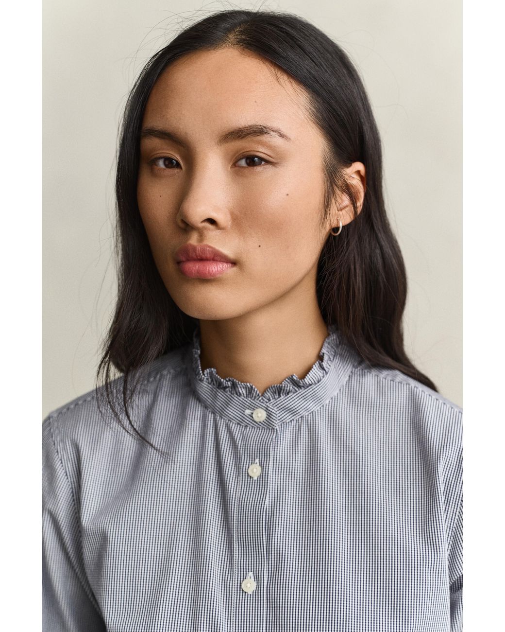 Gant Blue Frill Collar Blouse Classic