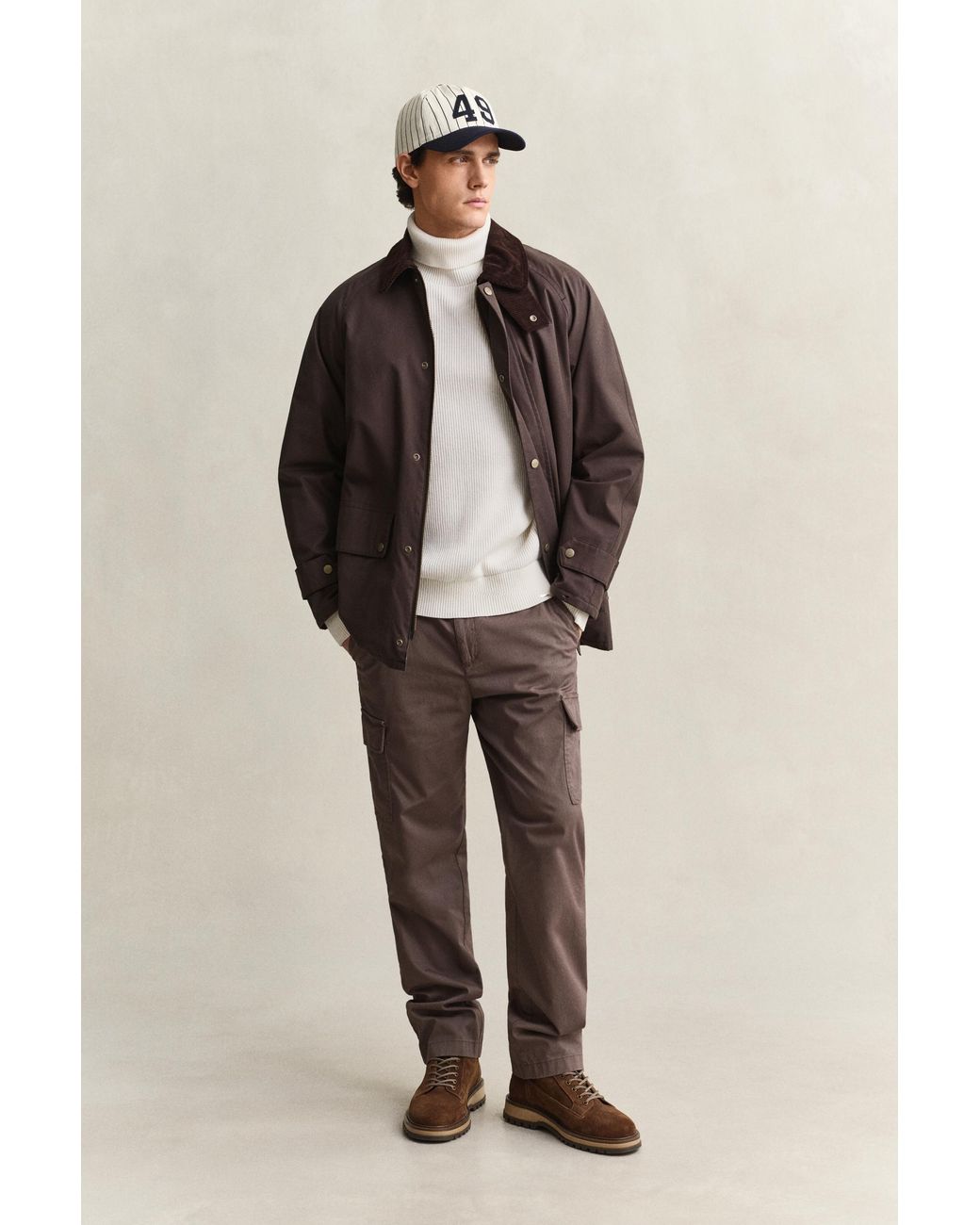 Gant Natural Cotton Merino Turtleneck Cream for men