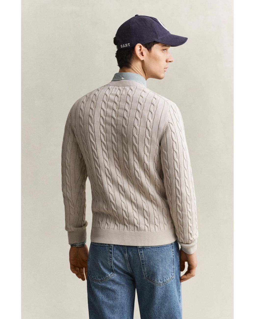 Gant Natural Classic Cable Knit Sweater for men