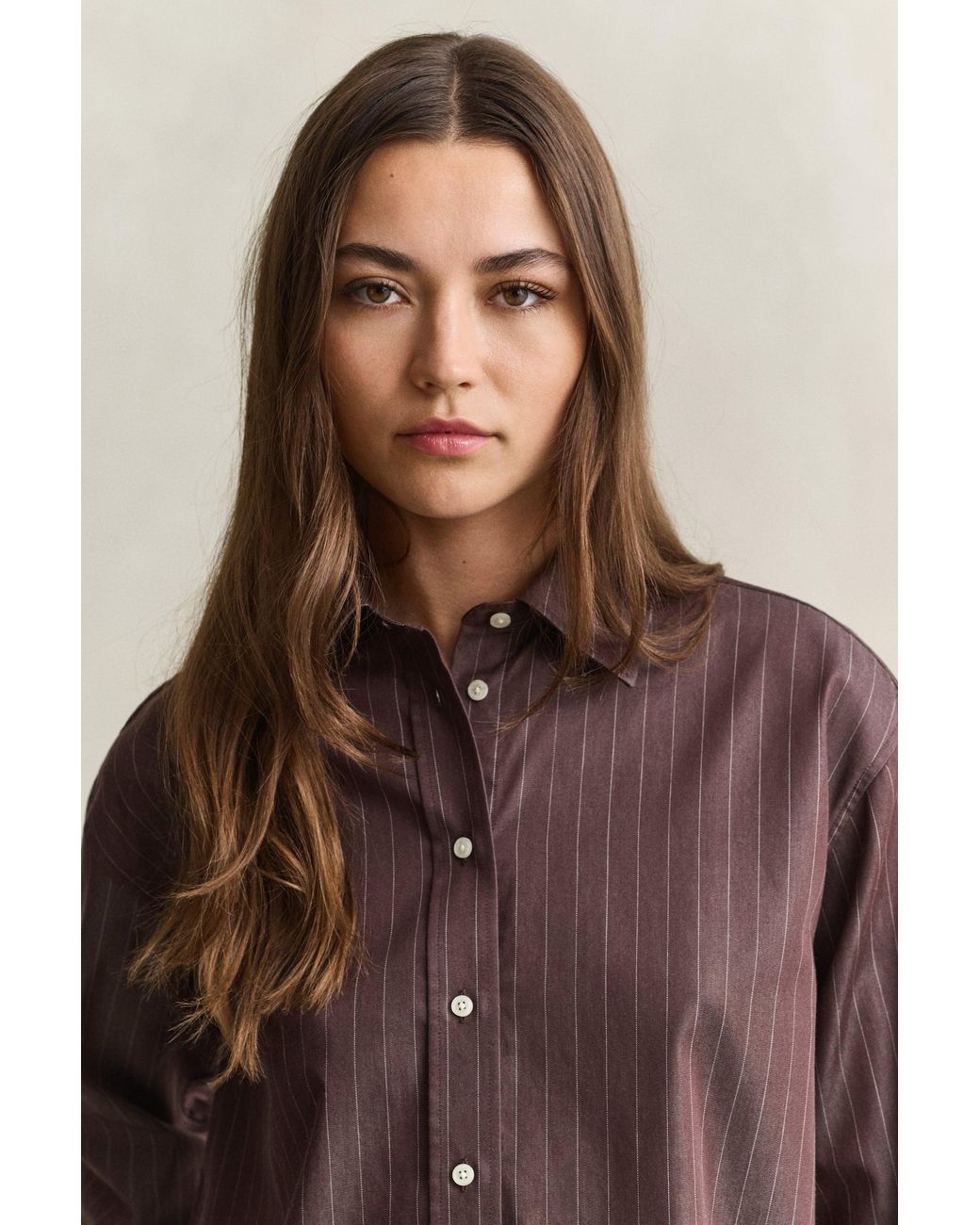 Gant Brown Relaxed Striped Poplin Shirt Deep