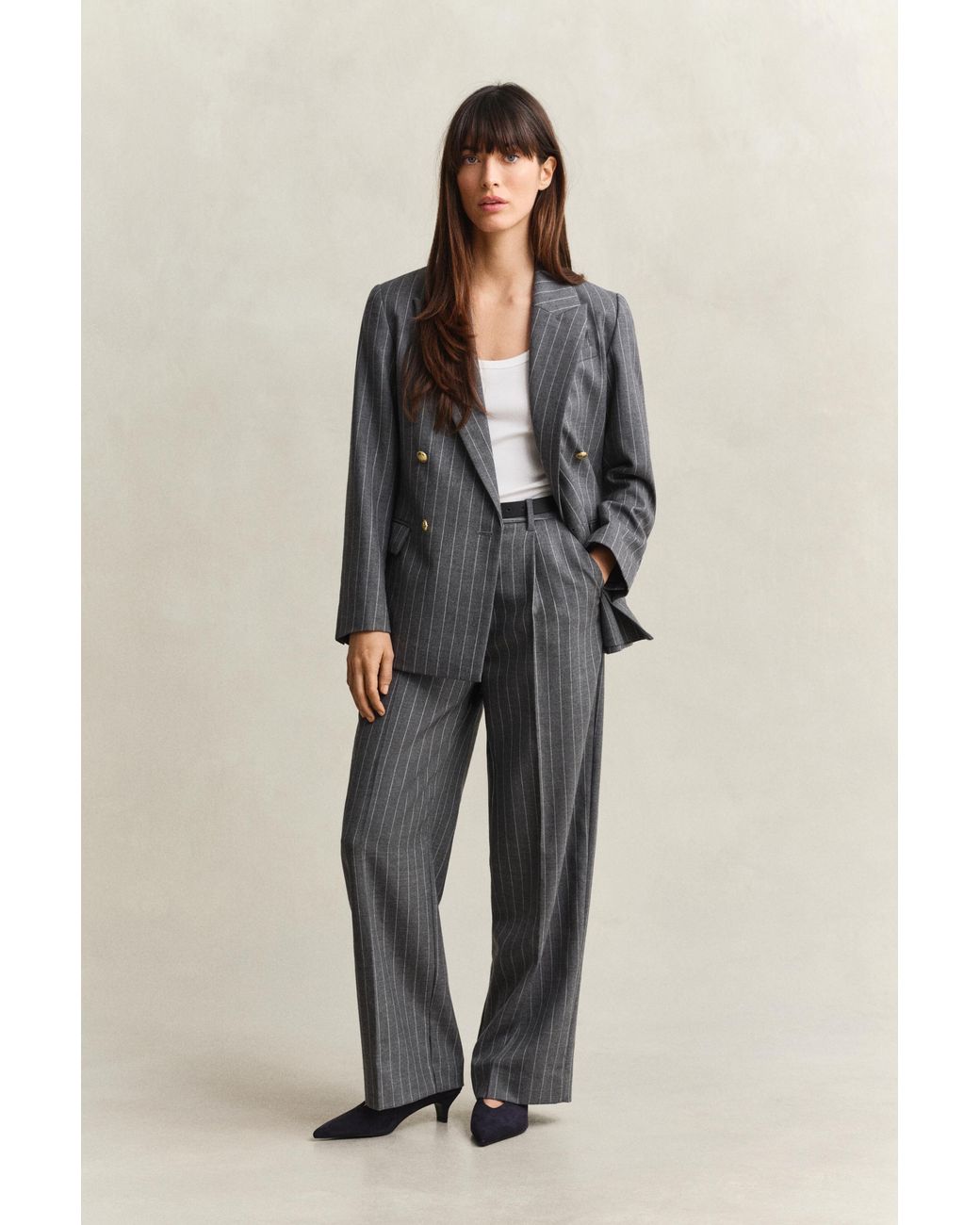 Gant Gray Pinstripe Club Blazer Charcoal Melange