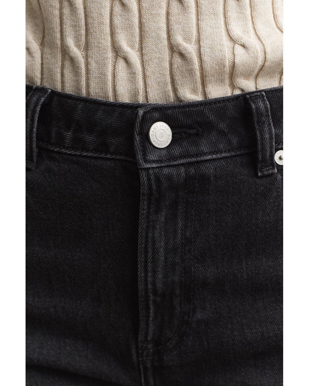 Gant Black Straight Leg Stretch Jeans Worn In