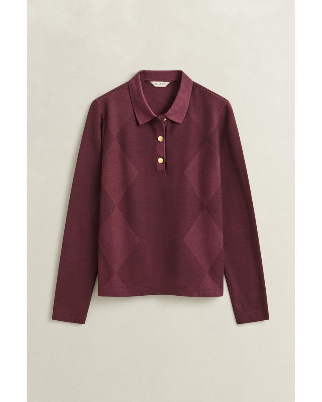 Gant Purple Argyle Long Sleeve Polo Shirt