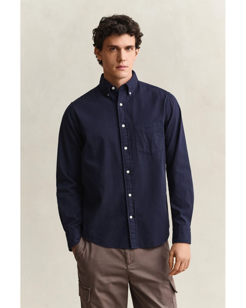 Gant Blue Regular Fit Garment-Dyed Twill Shirt for men