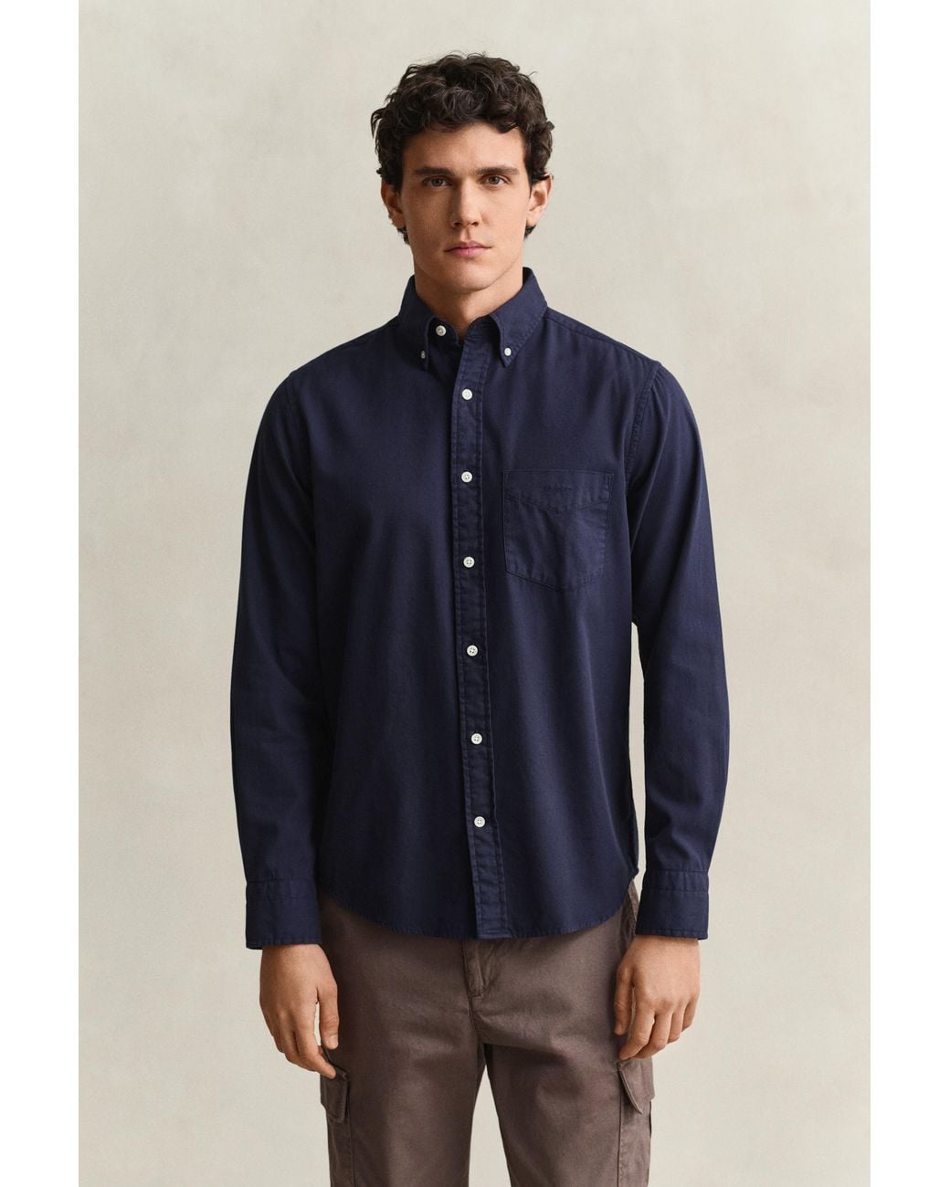 Gant Blue Regular Fit Garment-Dyed Twill Shirt for men