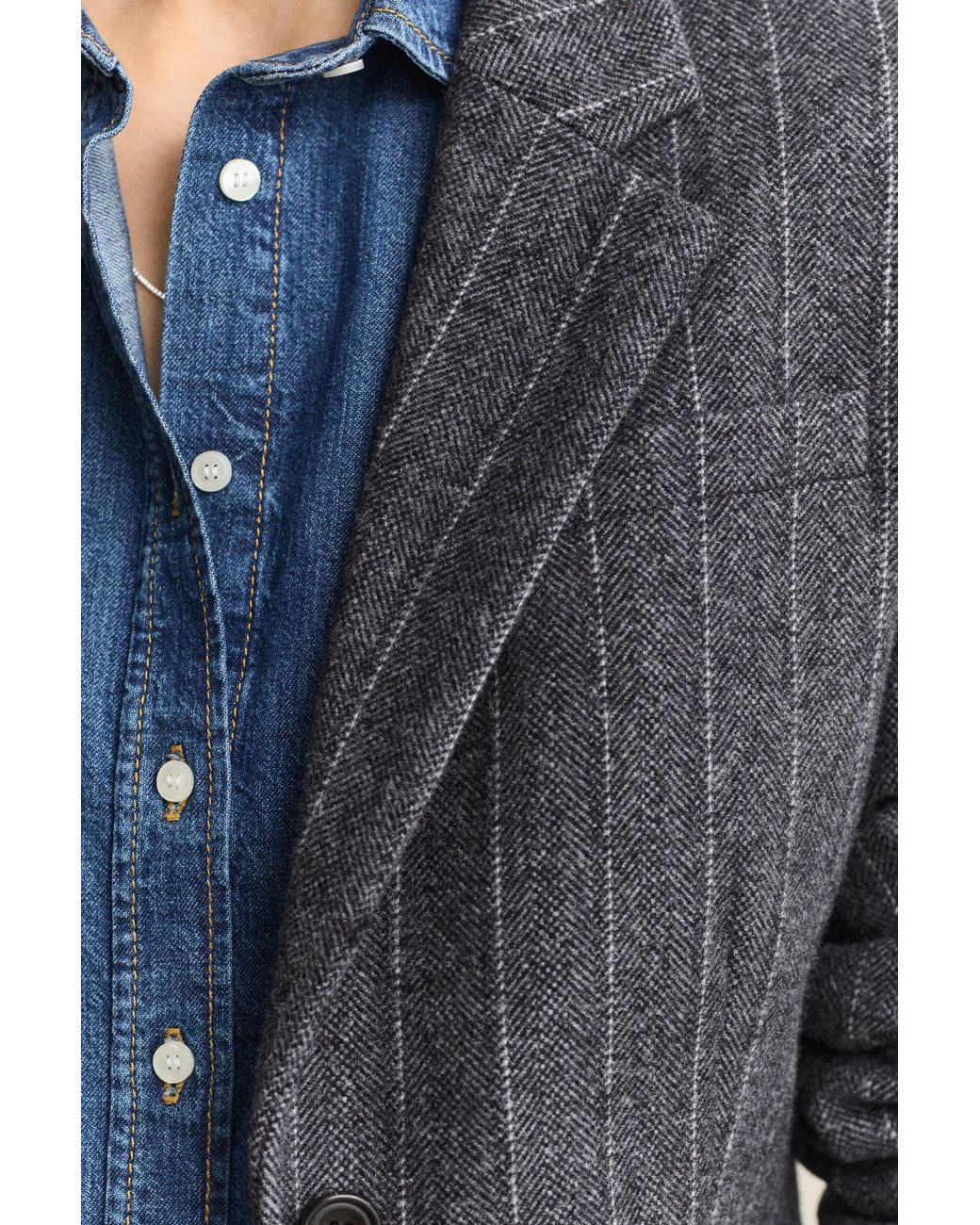 Gant Blue Pinstriped Hourglass Blazer Charcoal Melange
