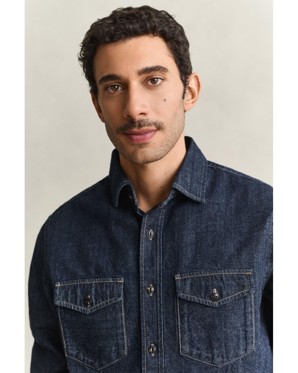 Gant Blue Denim Selvedge Shirt Dark for men