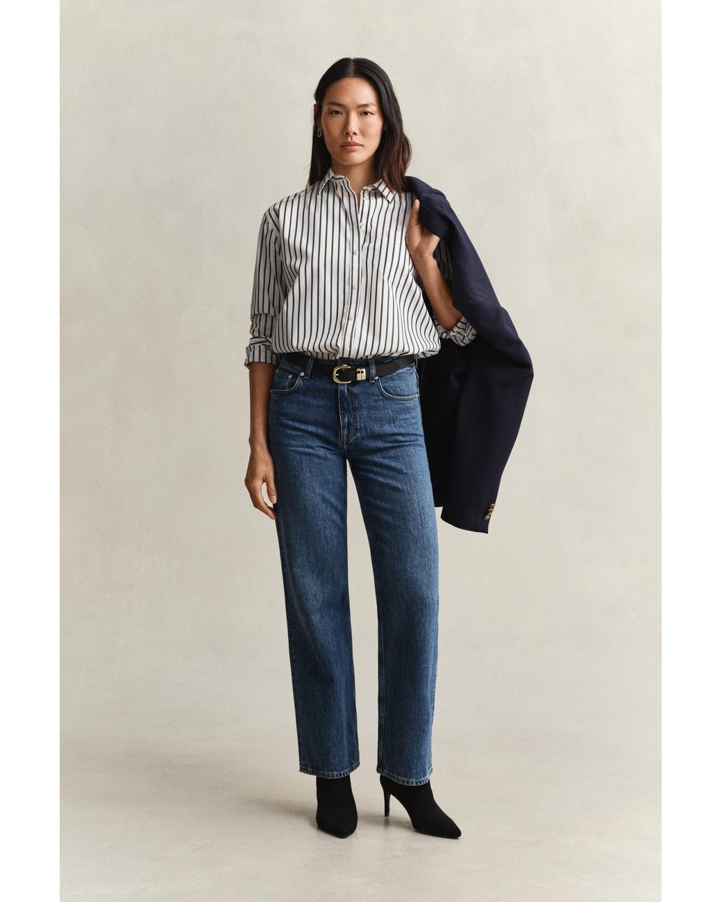 Gant Blue Relaxed Fit Striped Classic Poplin Shirt