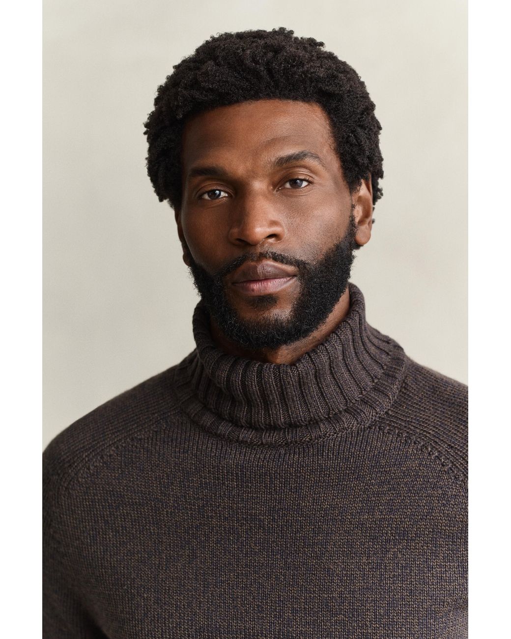 Gant Blue Wool Mouliné Blend Turtleneck Sweater Evening for men