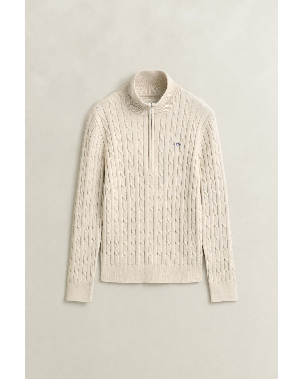 Gant Natural Stretch Cable Knit Half-Zip Sweater