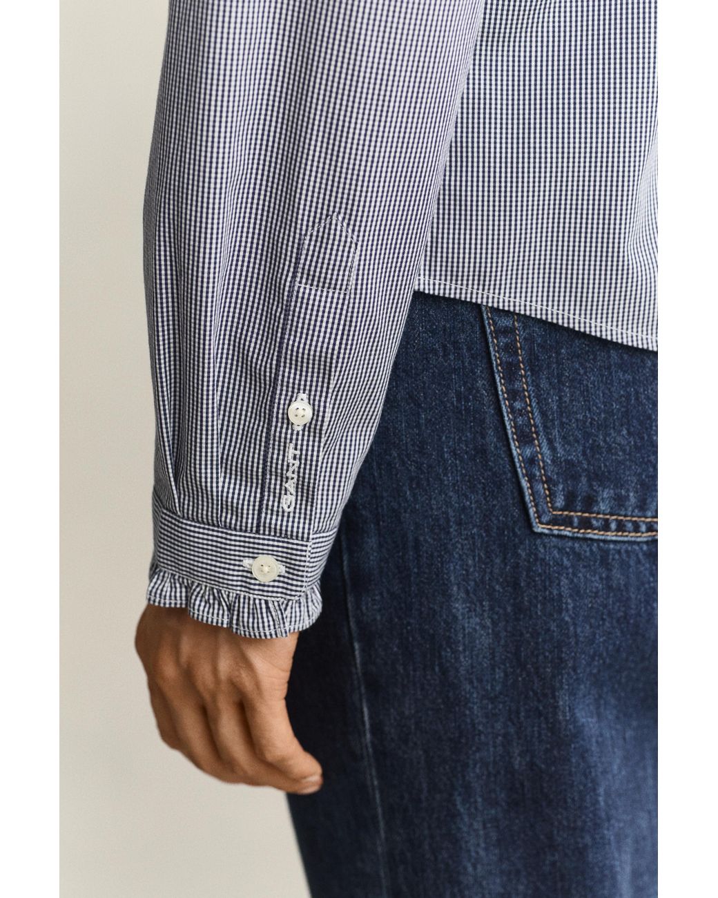 Gant Blue Frill Collar Blouse Classic